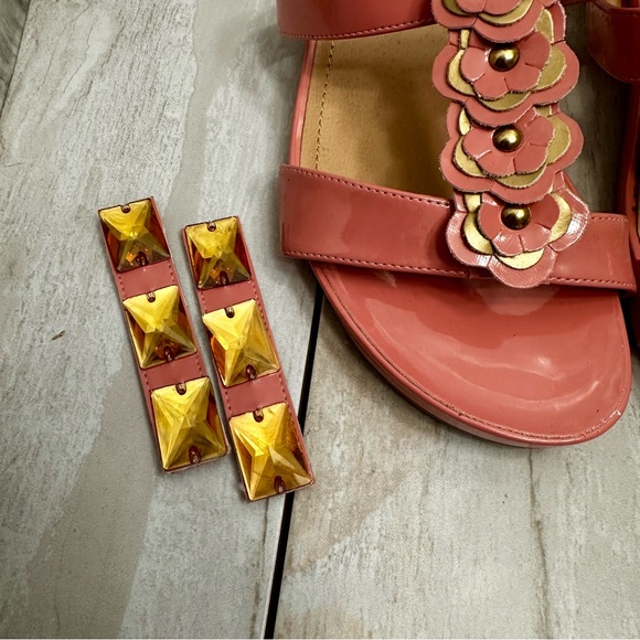 Comfortview Coral Sandals Convertible Top Design Floral Art Deco Studded Summer - Picture 6 of 12